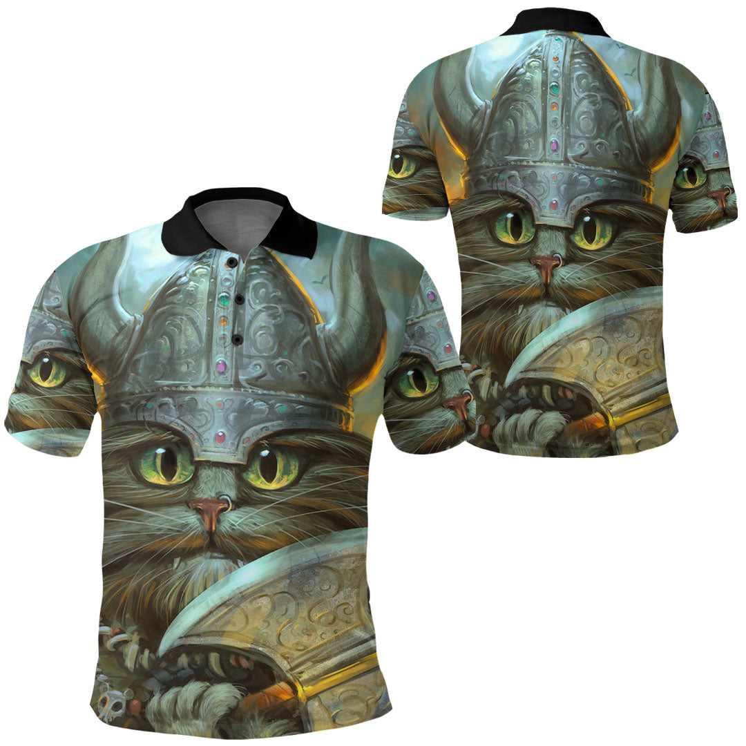 Viking Clothing Vikings Cat Warrior Polo Shirt RLT12