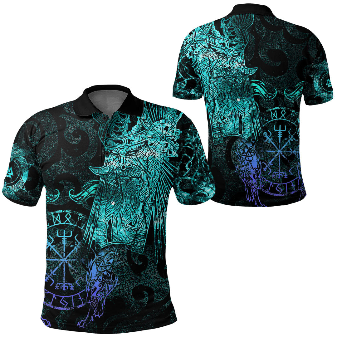 Viking Clothing Viking Odin Tattoo Cyan Version Polo Shirt RLT12