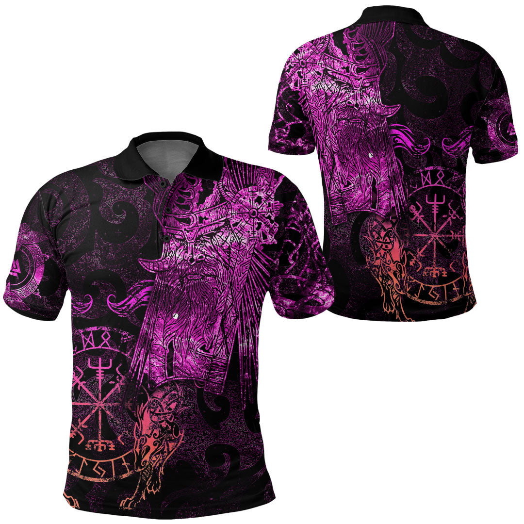 Viking Clothing Viking Odin Tattoo Pink Version Polo Shirt RLT12