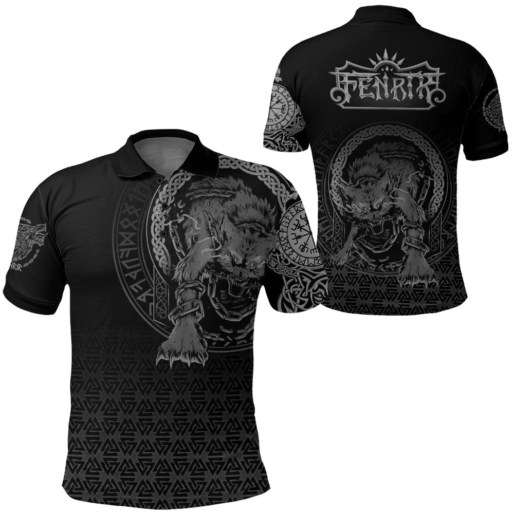 Viking Clothing Viking Fenrir Norse 3D Tattoo Polo Shirt RLT12