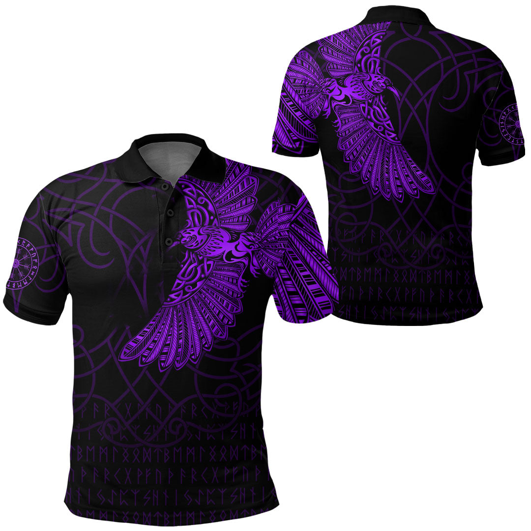 Viking Clothing Viking Odins Raven Tattoo Purple Version Polo Shirt RLT12