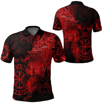 Viking Clothing Viking Odin Tattoo Red Version Polo Shirt RLT12