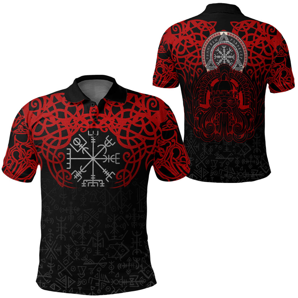 Viking Clothing Viking Odin Helm Of Awe (Red) Polo Shirt RLT12