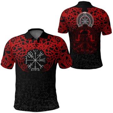 Viking Clothing Viking Odin Helm Of Awe (Red) Polo Shirt RLT12