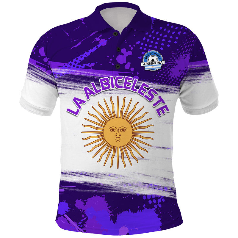 Argentina Sol de Mayo La Albiceleste Flag Style Polo Shirt Purple LT9