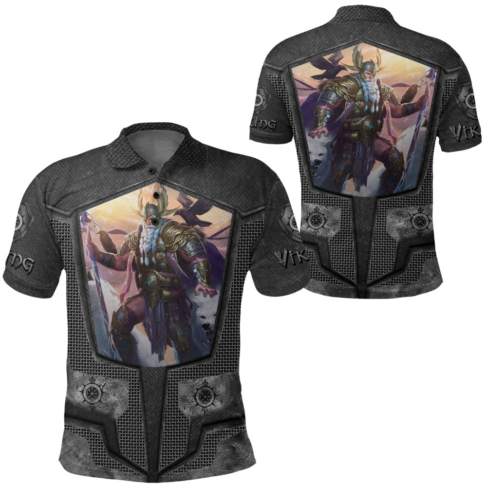 Viking Clothing Armor 3D Style Viking Odin Polo Shirt RLT12