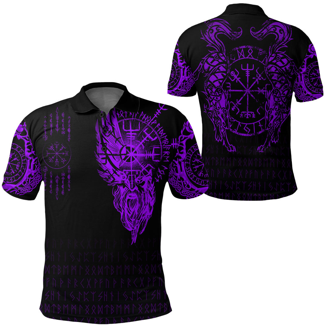 Viking Clothing Viking Compass Vegvisir Tattoo Purple Version Polo Shirt RLT12