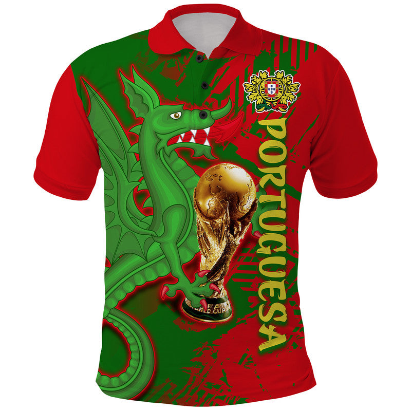 Custom Portugal Football Polo Shirt Dragon of Royal Arms During The Reign of Queen Maria II LT9