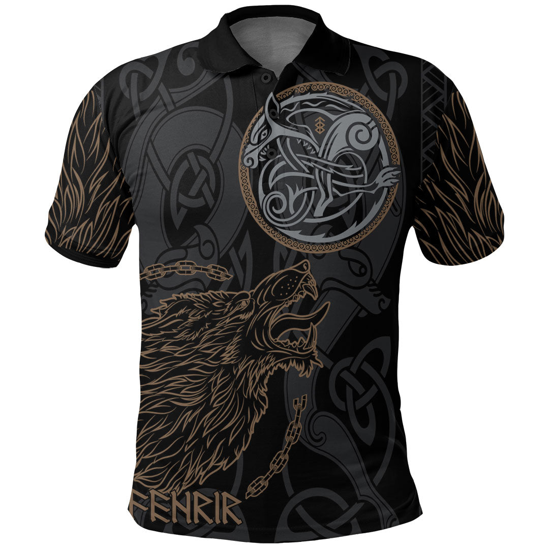 Viking Clothing Viking Fenrir Norse Wolf Polo Shirt RLT12