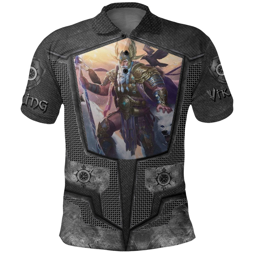 Viking Clothing Armor 3D Style Viking Odin Polo Shirt RLT12