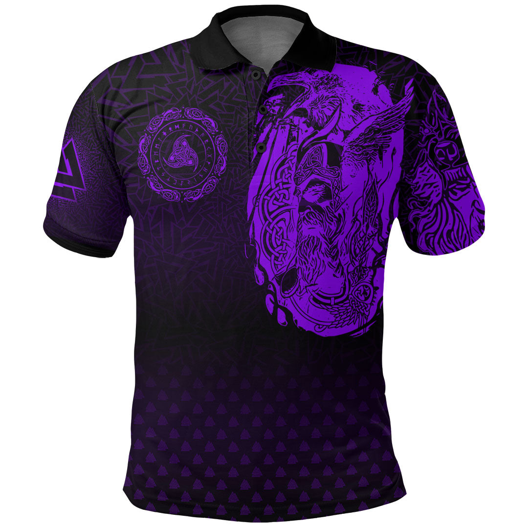 Viking Clothing Viking Odin Raven Tattoo Style Purple Version Polo Shirt RLT12