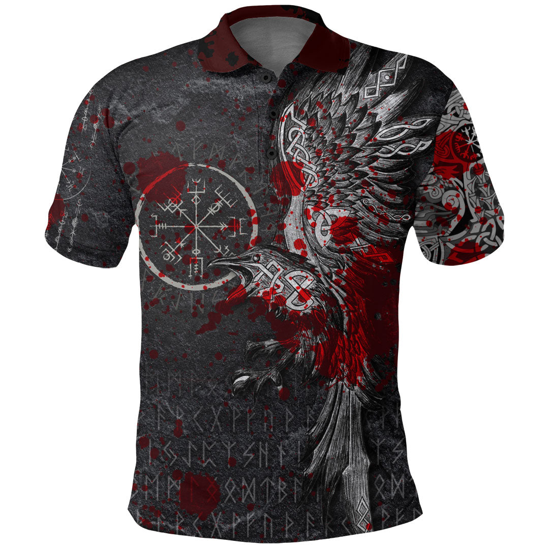 Viking Clothing Viking Odin Raven Tattoo Style Blood Version Polo Shirt RLT12