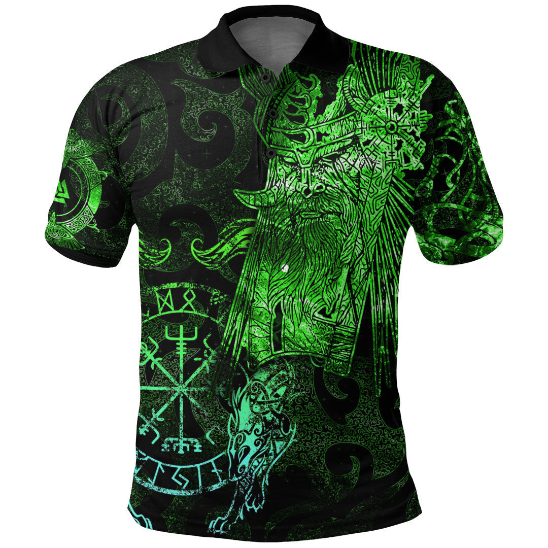 Viking Clothing Viking Odin Tattoo Green Version Polo Shirt RLT12