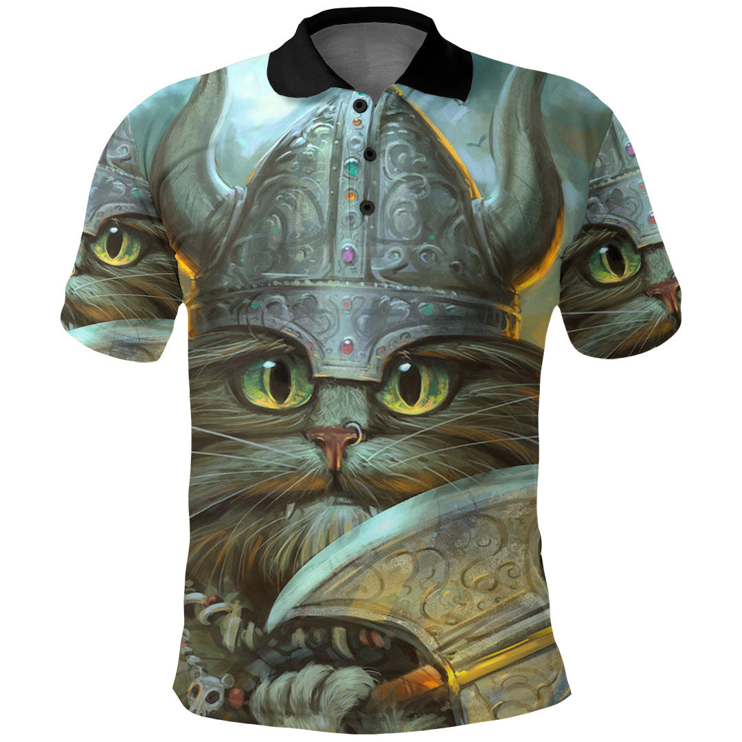 Viking Clothing Vikings Cat Warrior Polo Shirt RLT12