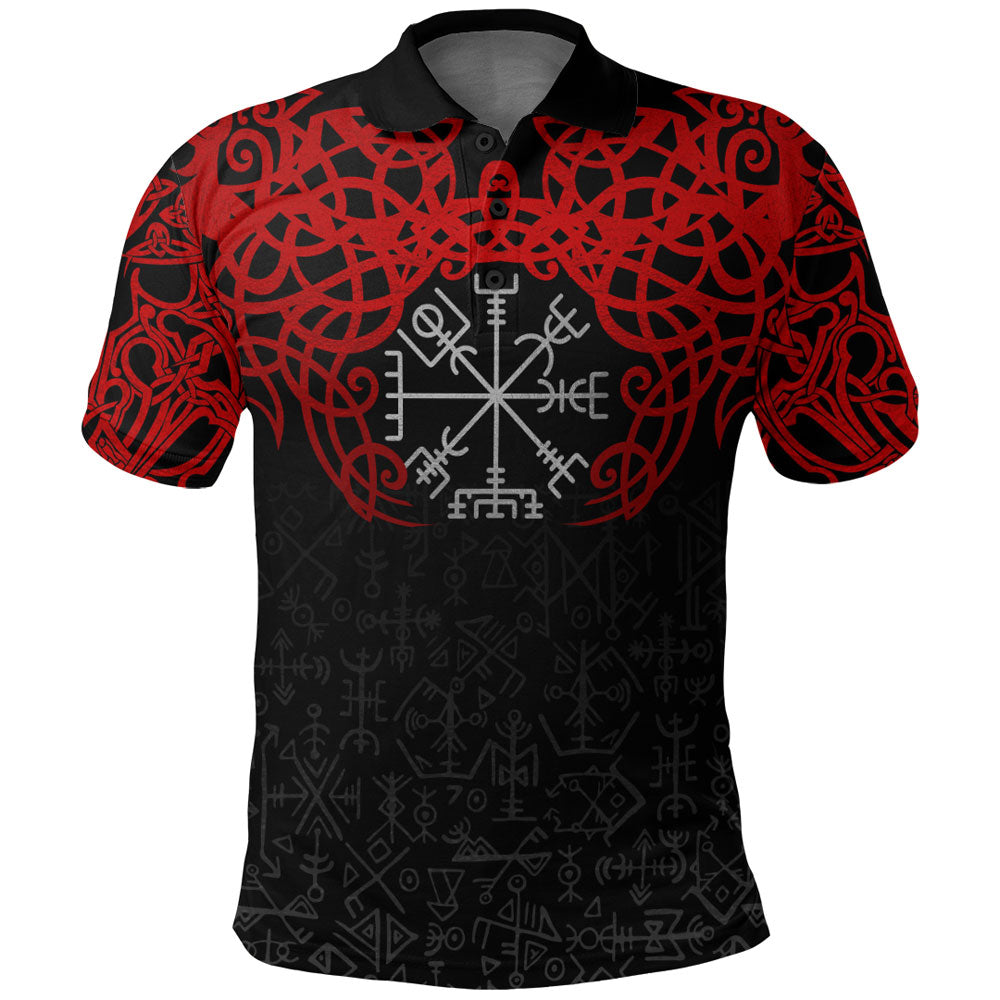 Viking Clothing Viking Odin Helm Of Awe (Red) Polo Shirt RLT12