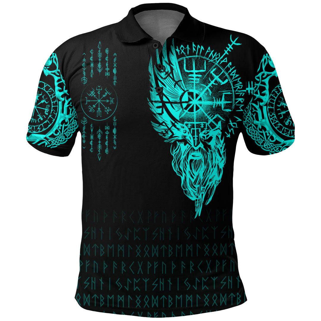 Viking Clothing Viking Compass Vegvisir Tattoo Cyan Version Polo Shirt RLT12