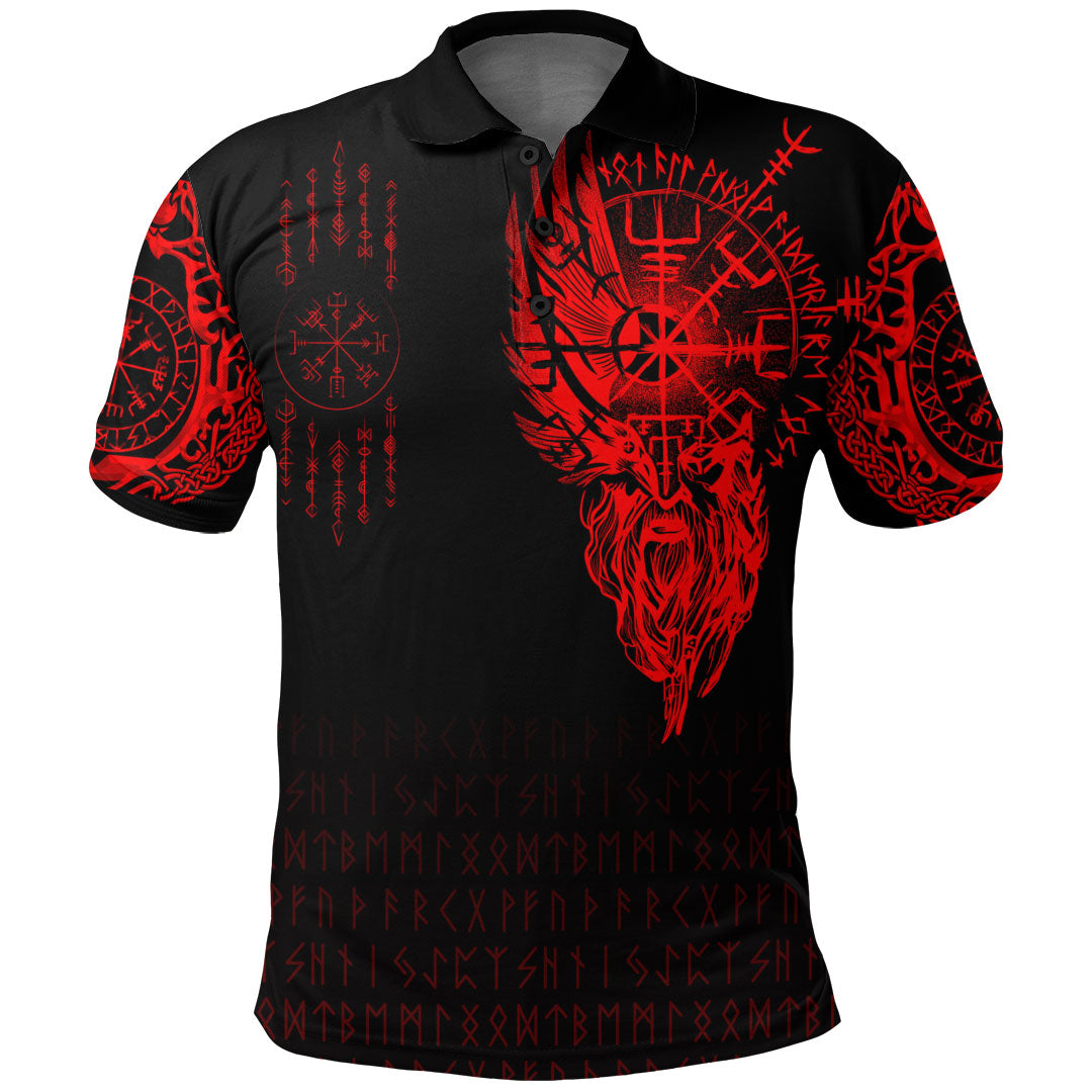 Viking Clothing Viking Compass Vegvisir Tattoo Red Version Polo Shirt RLT12