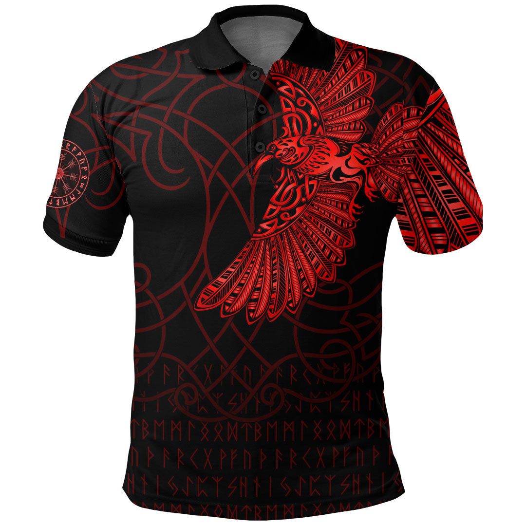 Viking Clothing Viking Odins Raven Tattoo Red Version Polo Shirt RLT12