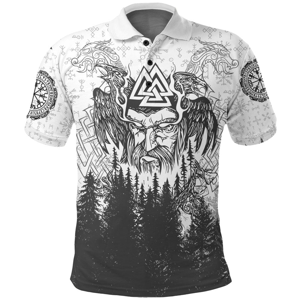 Viking Clothing Viking Odin and Raven Forest Polo Shirt RLT12
