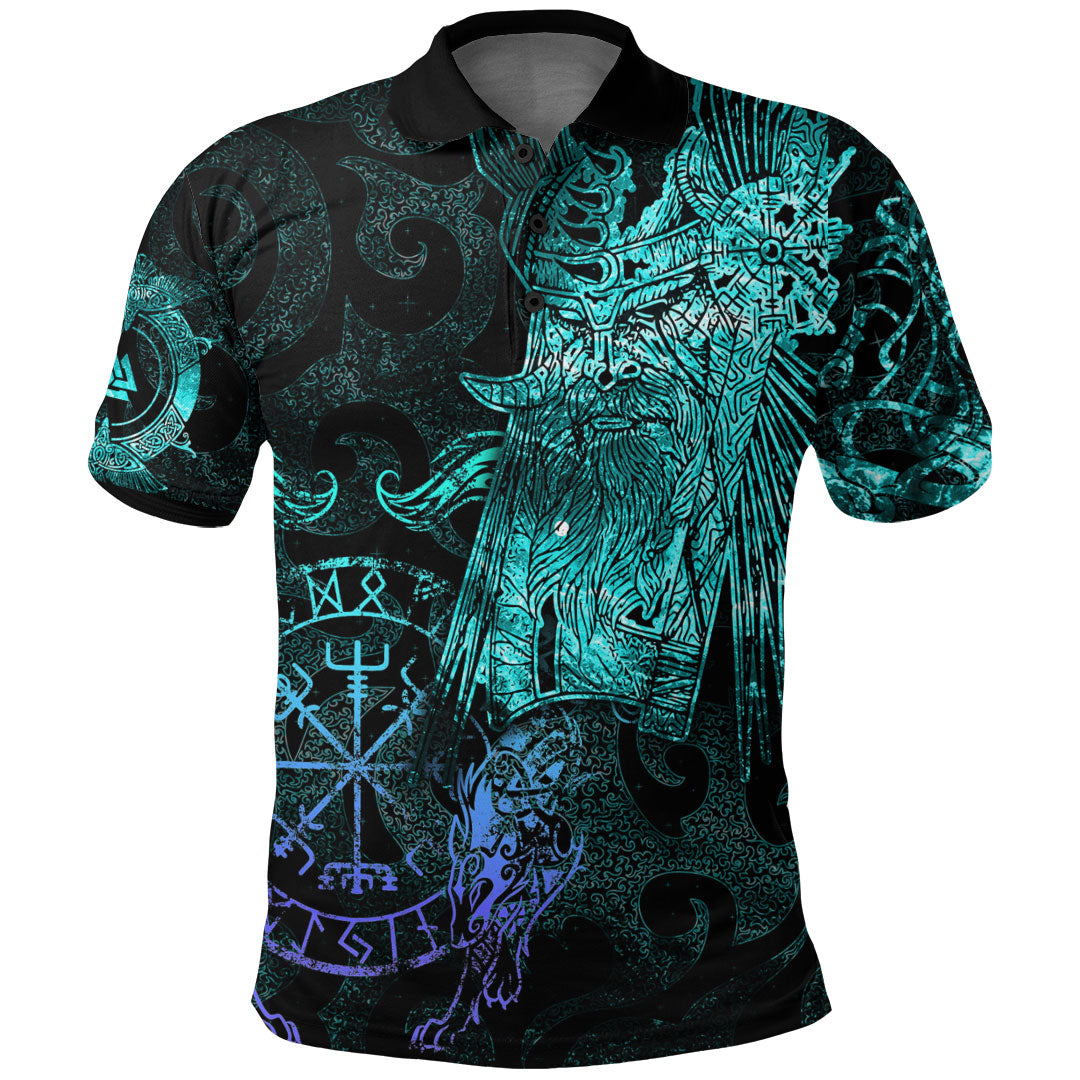 Viking Clothing Viking Odin Tattoo Cyan Version Polo Shirt RLT12