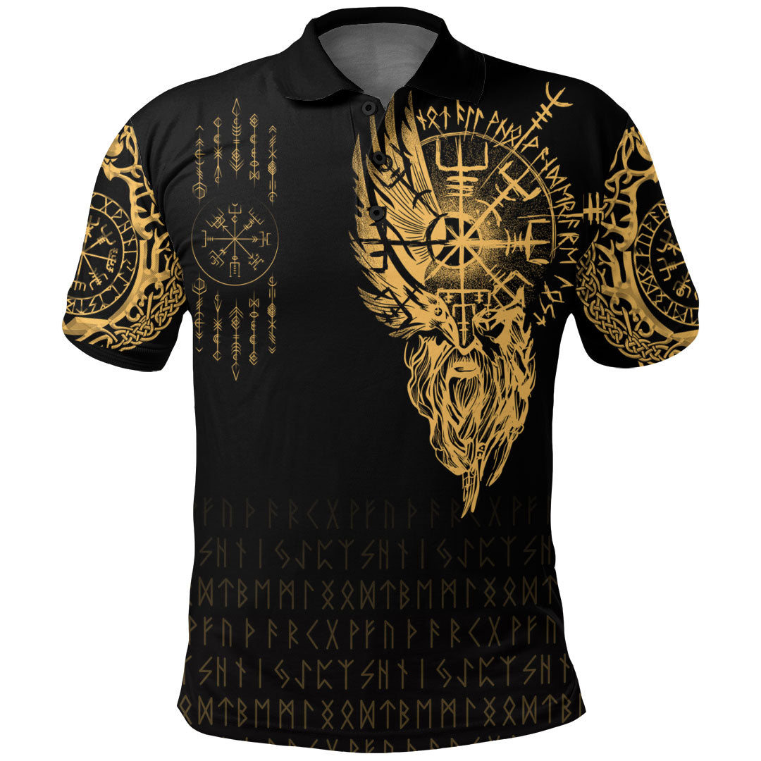 Viking Clothing Viking Compass Vegvisir Tattoo Gold Version Polo Shirt RLT12
