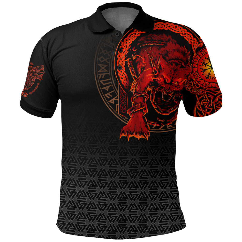 Viking Clothing Viking Fenrir Norse 3D Polo Shirt RLT12