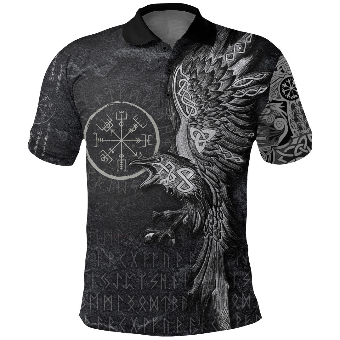 Viking Clothing Vegvisir With Raven Viking Compass Polo Shirt RLT12