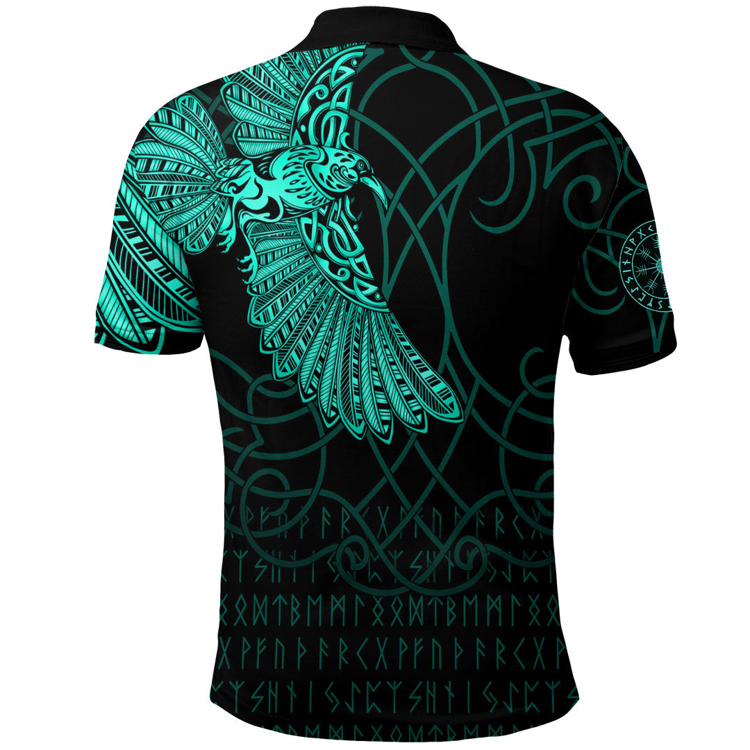 Viking Clothing Viking Odins Raven Tattoo Cyan Version Polo Shirt RLT12