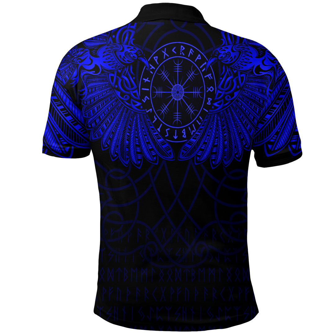 Viking Clothing Viking Odins Celtic Two Ravens Blue Version Polo Shirt RLT12