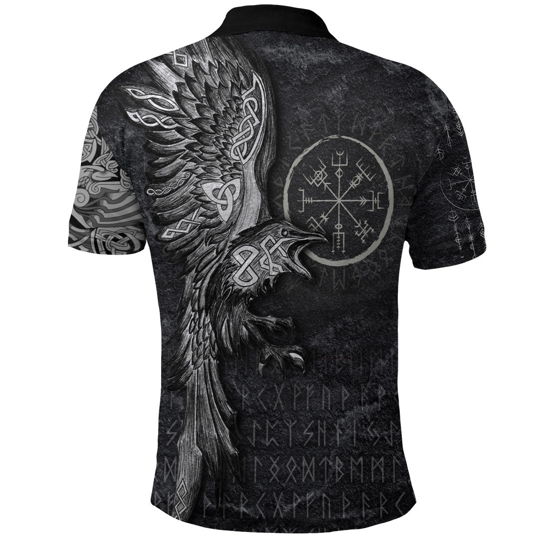 Viking Clothing Vegvisir With Raven Viking Compass Polo Shirt RLT12