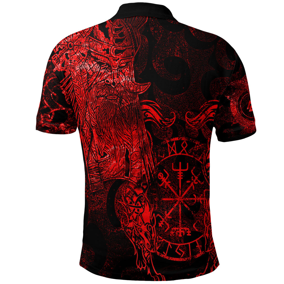 Viking Clothing Viking Odin Tattoo Red Version Polo Shirt RLT12