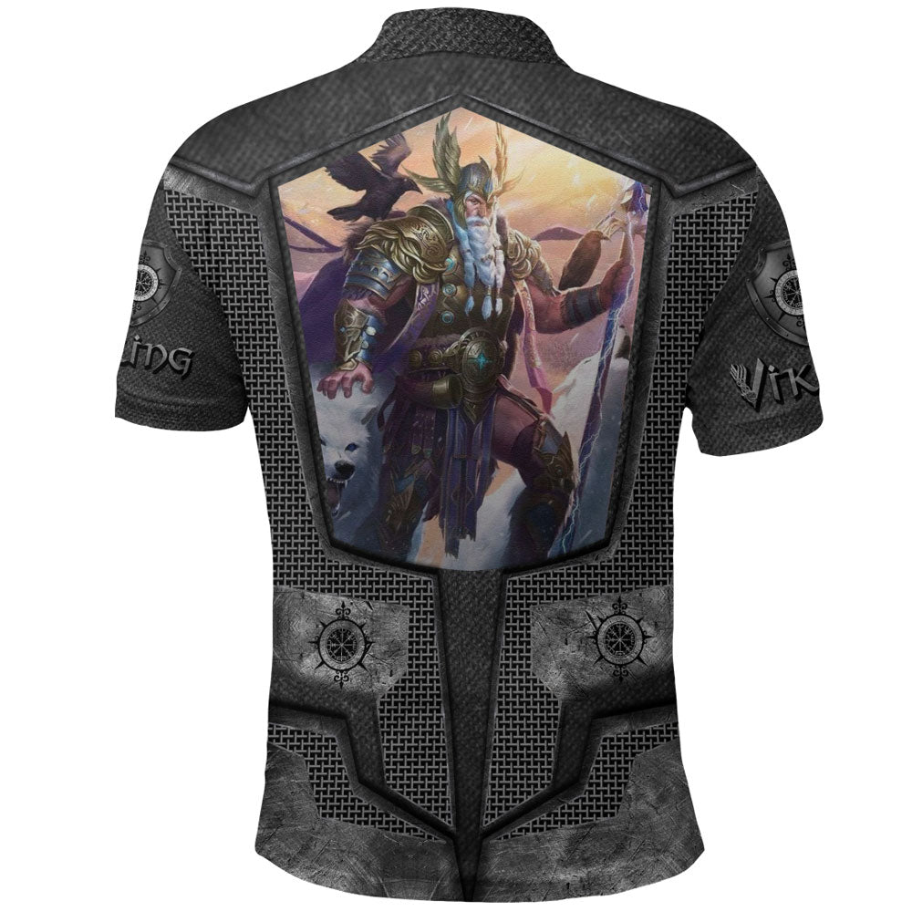 Viking Clothing Armor 3D Style Viking Odin Polo Shirt RLT12