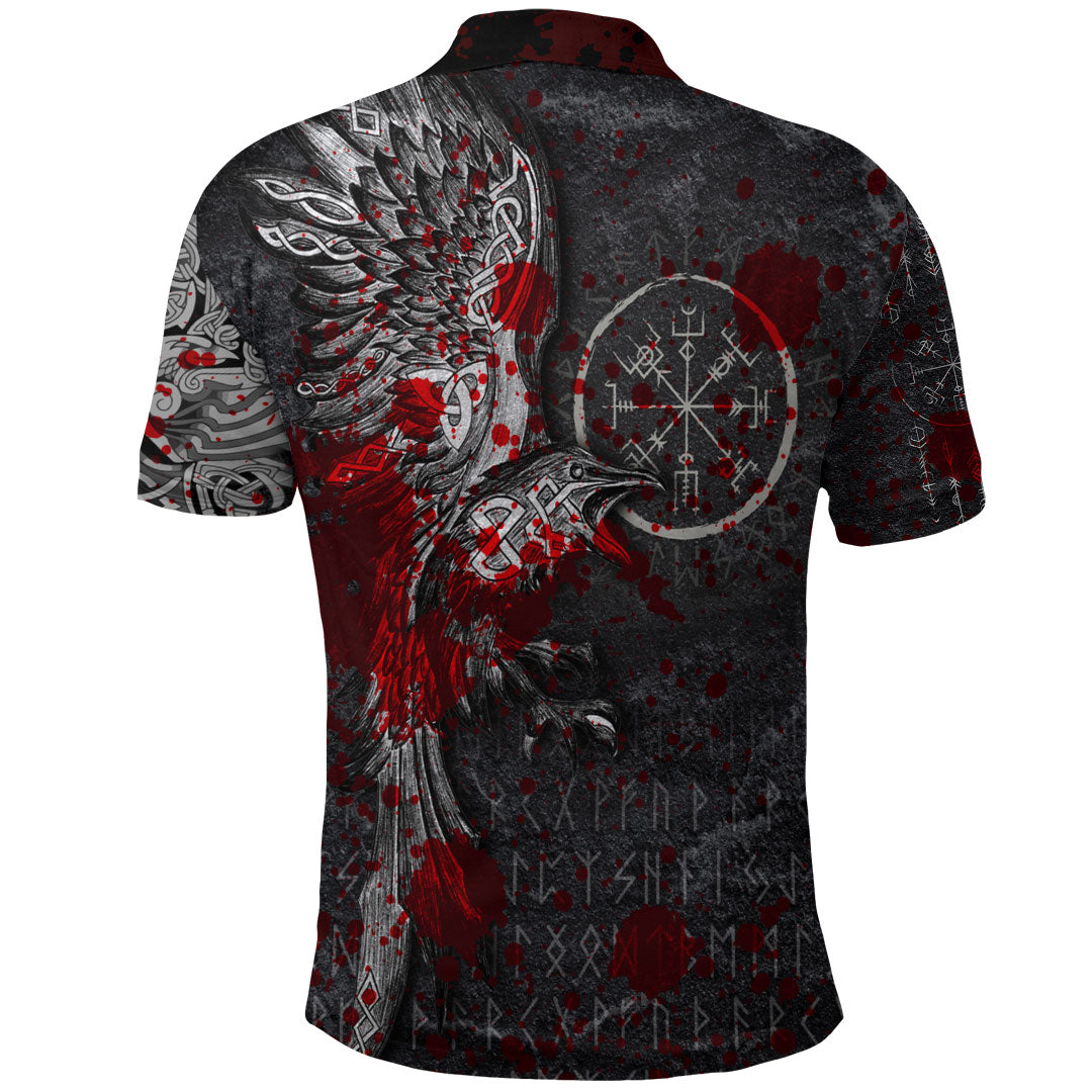 Viking Clothing Viking Odin Raven Tattoo Style Blood Version Polo Shirt RLT12