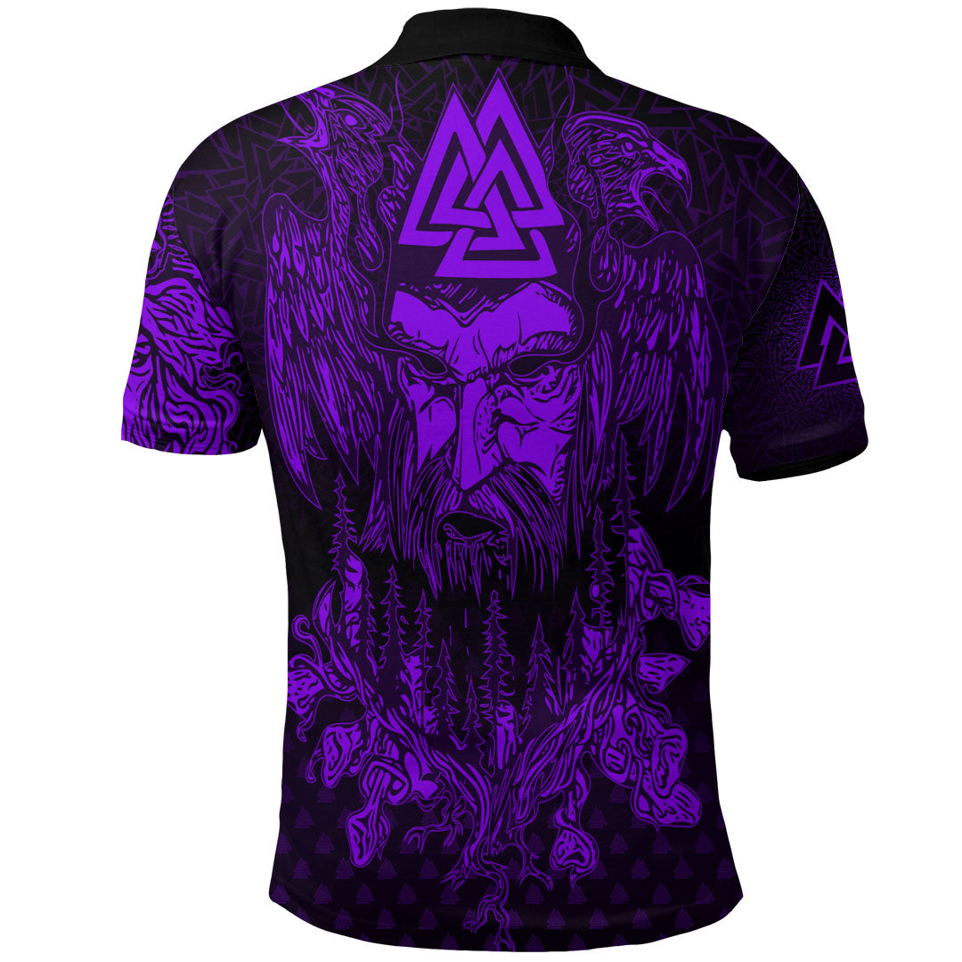 Viking Clothing Viking Odin Raven Tattoo Style Purple Version Polo Shirt RLT12