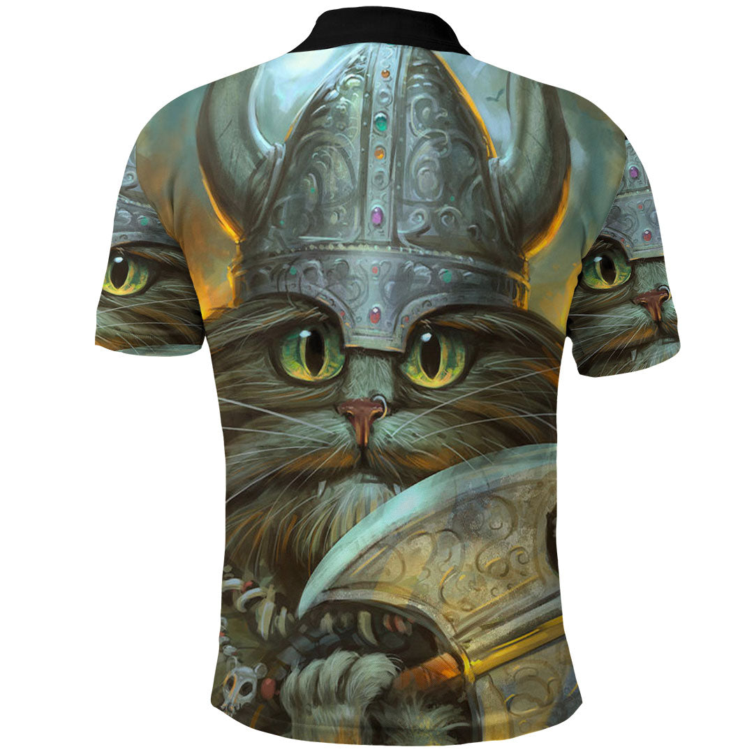 Viking Clothing Vikings Cat Warrior Polo Shirt RLT12