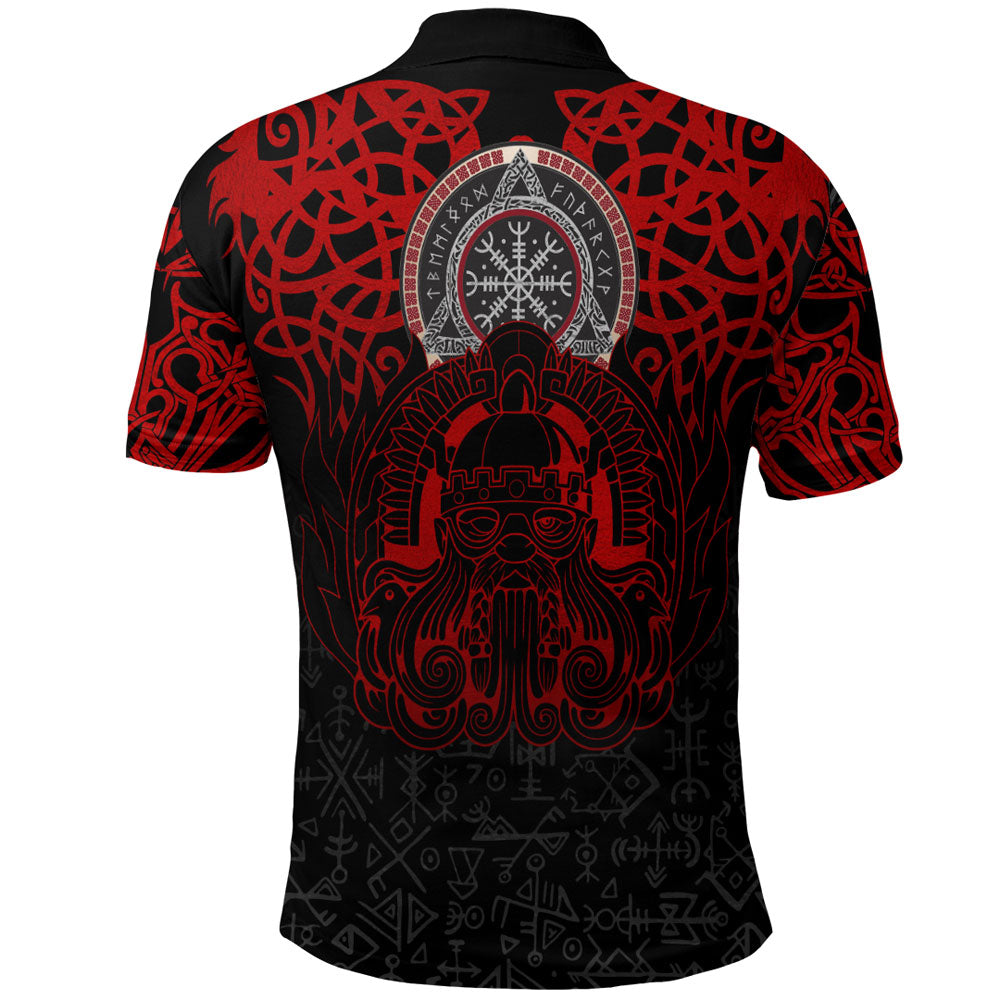 Viking Clothing Viking Odin Helm Of Awe (Red) Polo Shirt RLT12