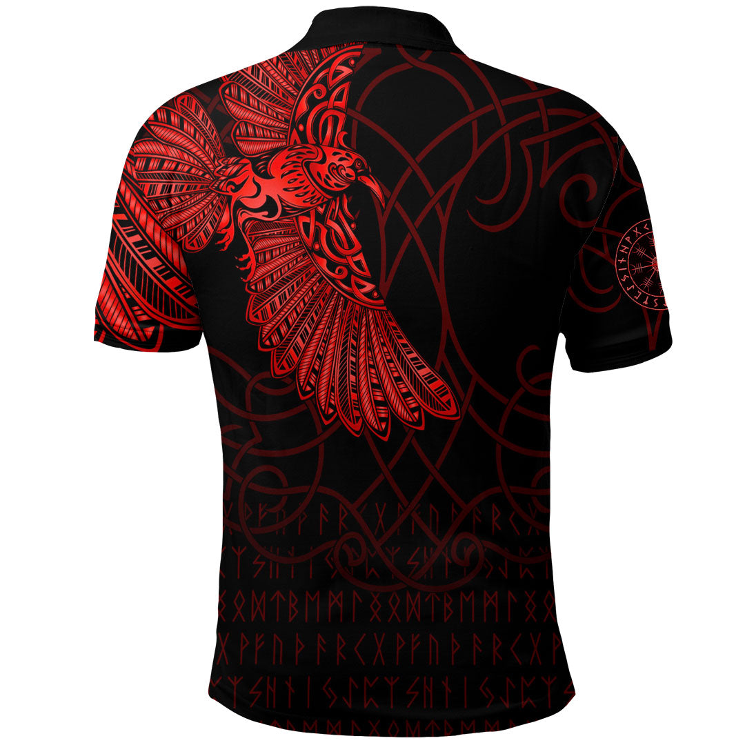Viking Clothing Viking Odins Raven Tattoo Red Version Polo Shirt RLT12