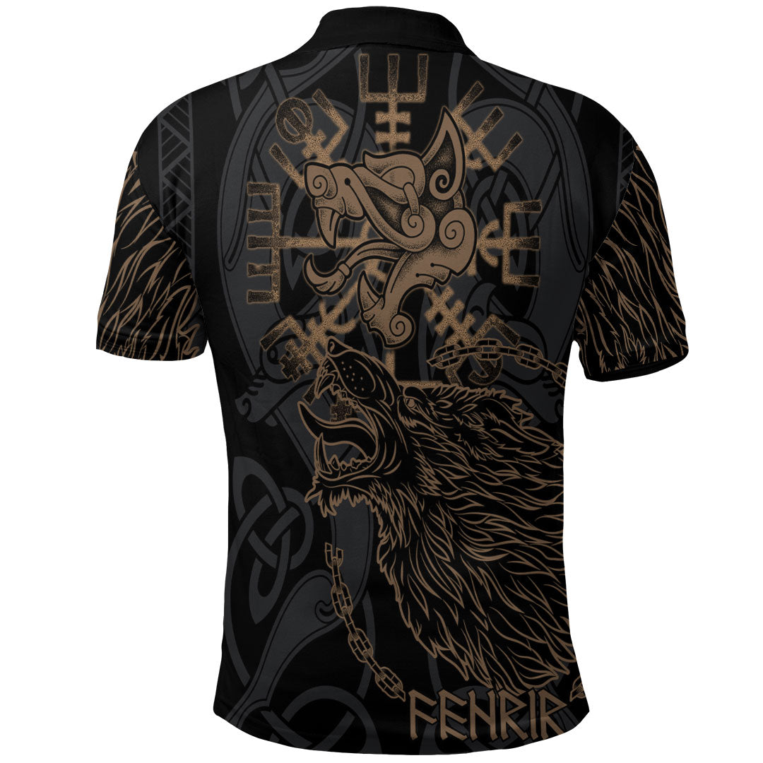 Viking Clothing Viking Fenrir Norse Wolf Polo Shirt RLT12