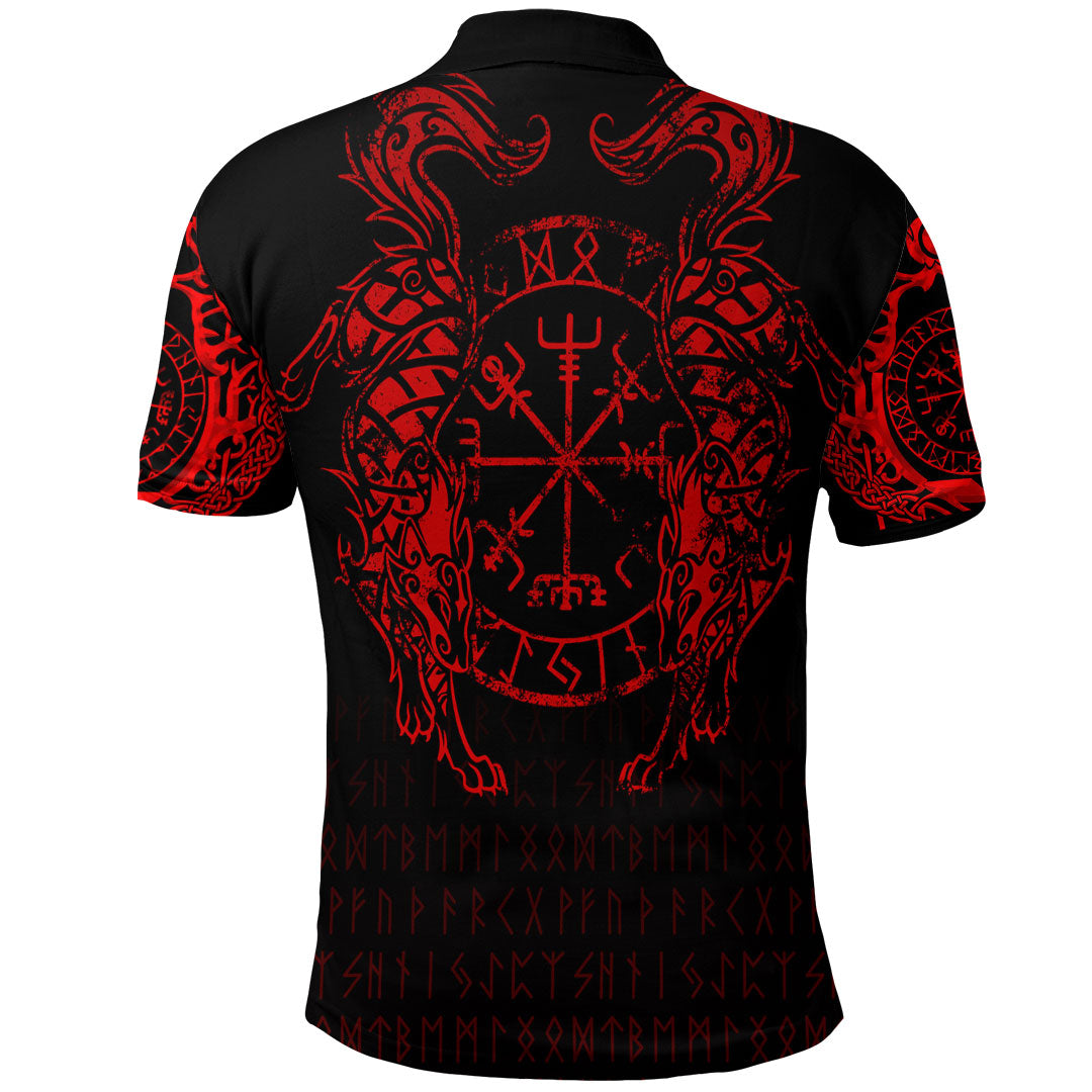 Viking Clothing Viking Compass Vegvisir Tattoo Red Version Polo Shirt RLT12