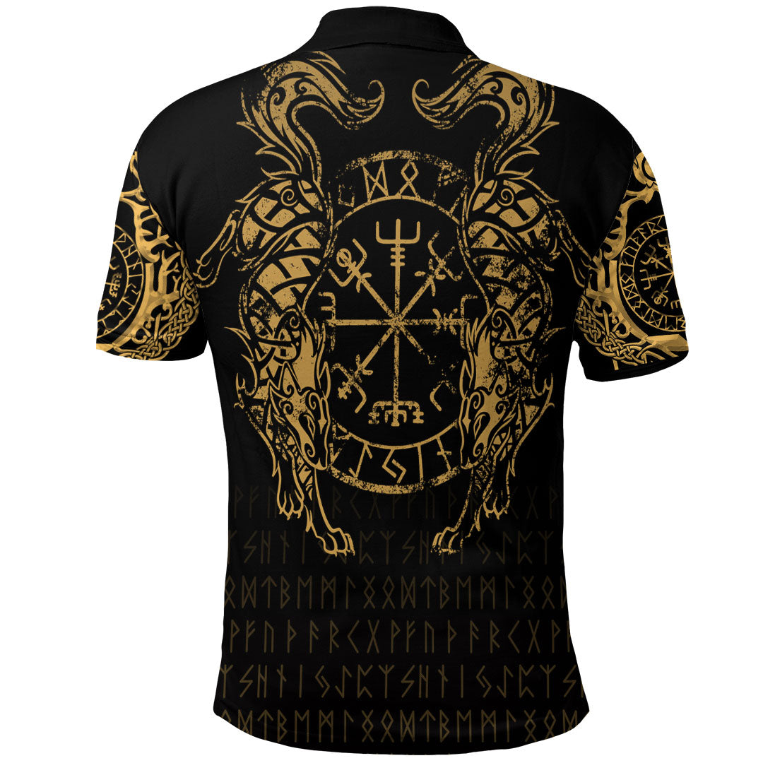 Viking Clothing Viking Compass Vegvisir Tattoo Gold Version Polo Shirt RLT12