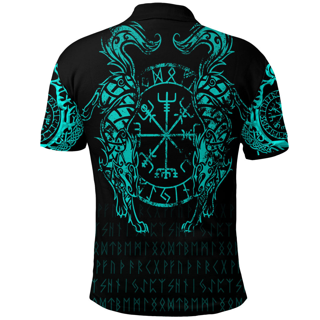 Viking Clothing Viking Compass Vegvisir Tattoo Cyan Version Polo Shirt RLT12