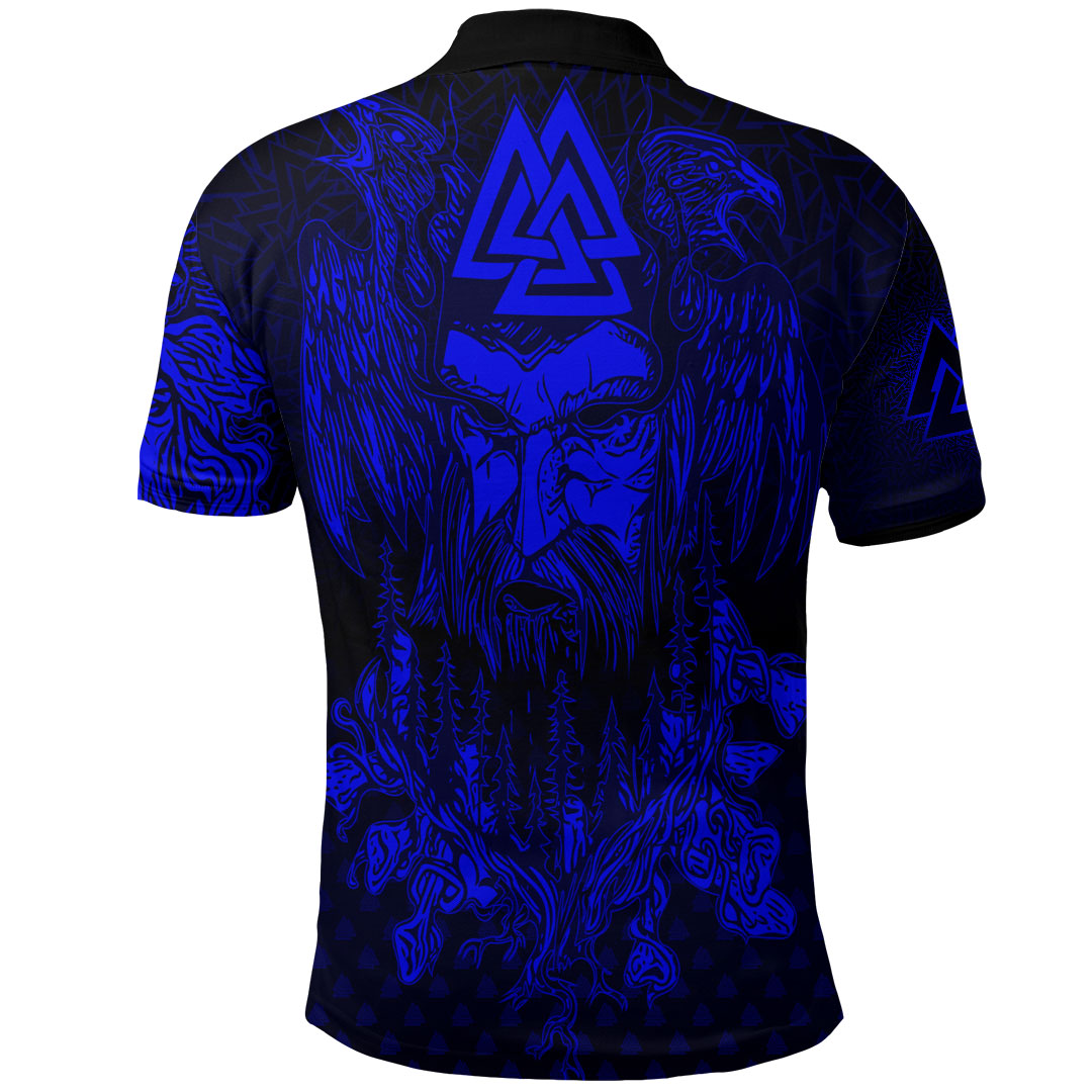 Viking Clothing Viking Odin Raven Tattoo Style Blue Version Polo Shirt RLT12