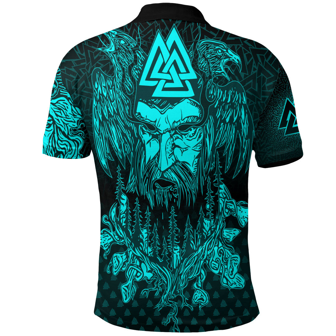 Viking Clothing Viking Odin Raven Tattoo Style Cyan Version Polo Shirt RLT12