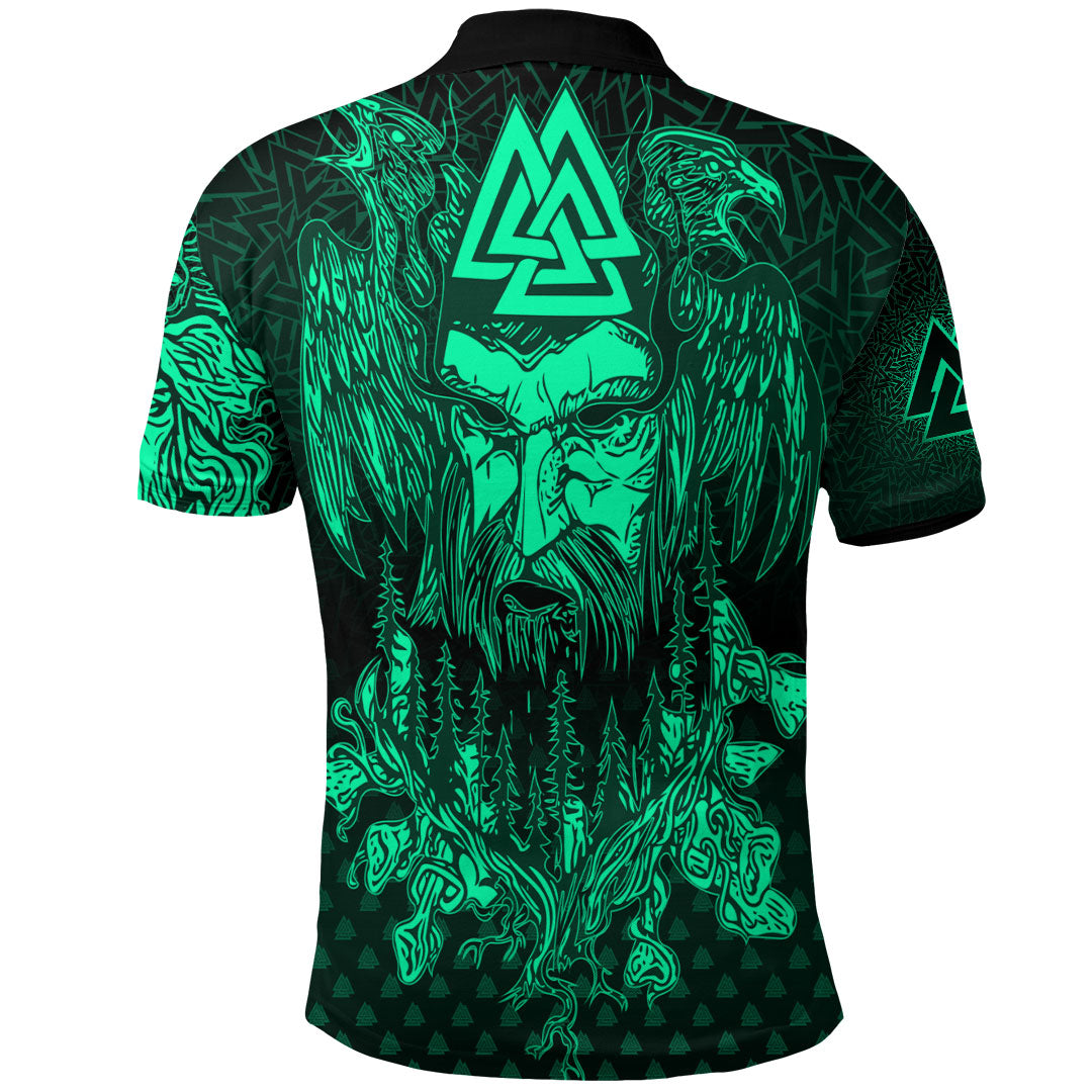 Viking Clothing Viking Odin Raven Tattoo Style Green Version Polo Shirt RLT12
