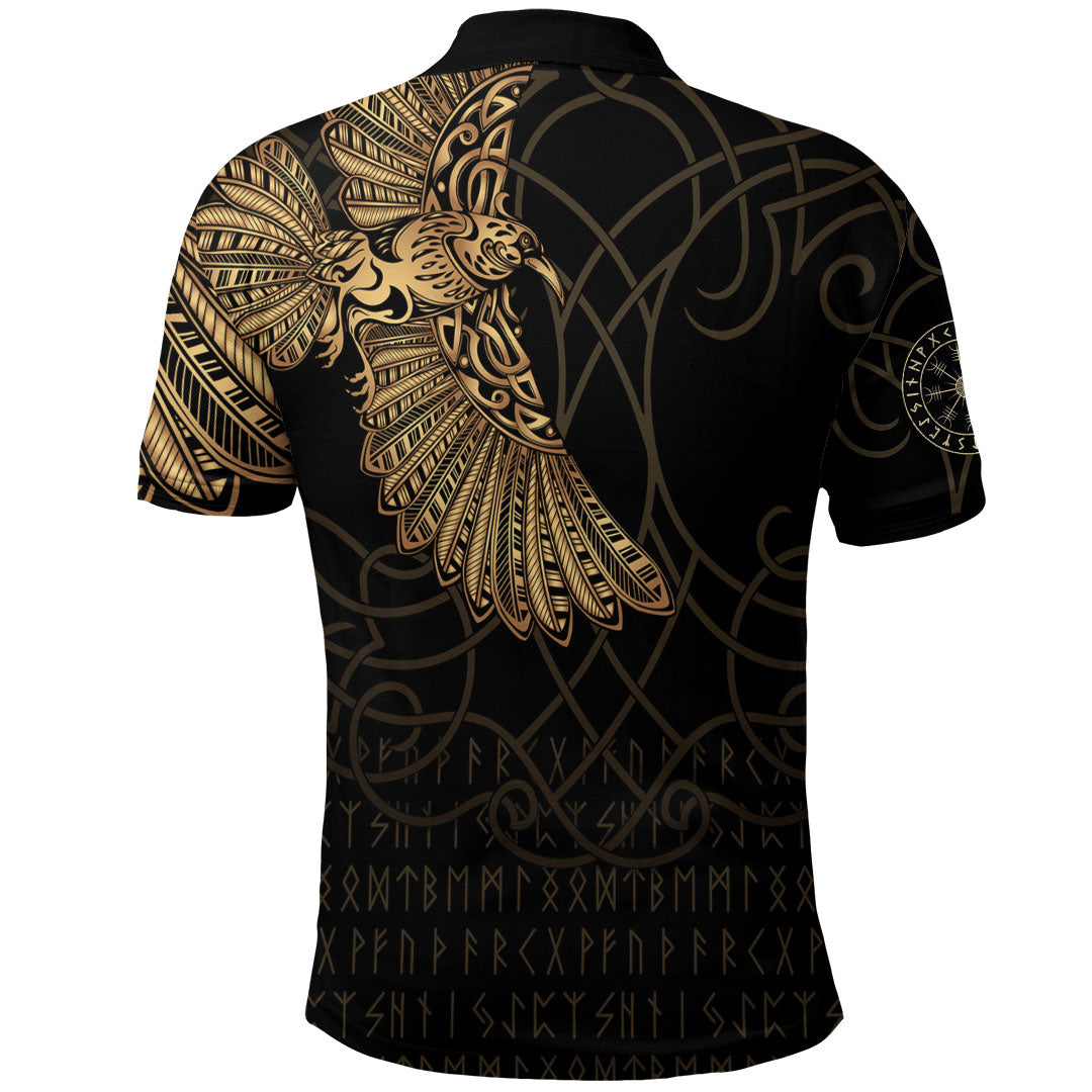 Viking Clothing Viking Odins Celtic Ravens Gold Version Polo Shirt RLT12