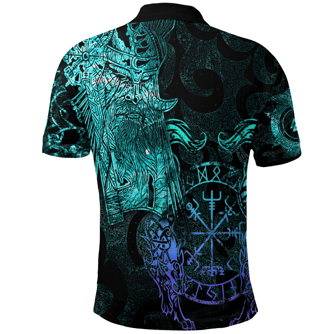 Viking Clothing Viking Odin Tattoo Cyan Version Polo Shirt RLT12
