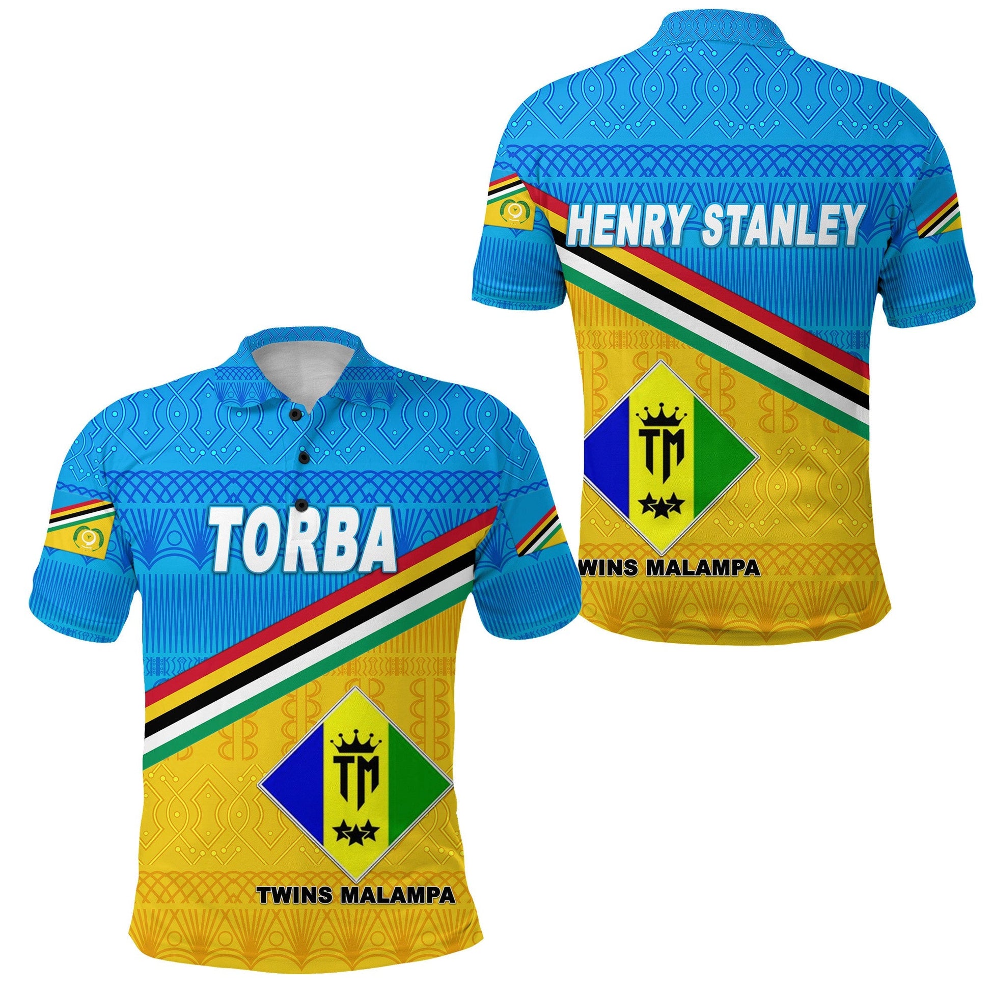 Henry Stanley Torba Province Polo Shirt Vanuatu Pattern Traditional Style NO.1 LT8
