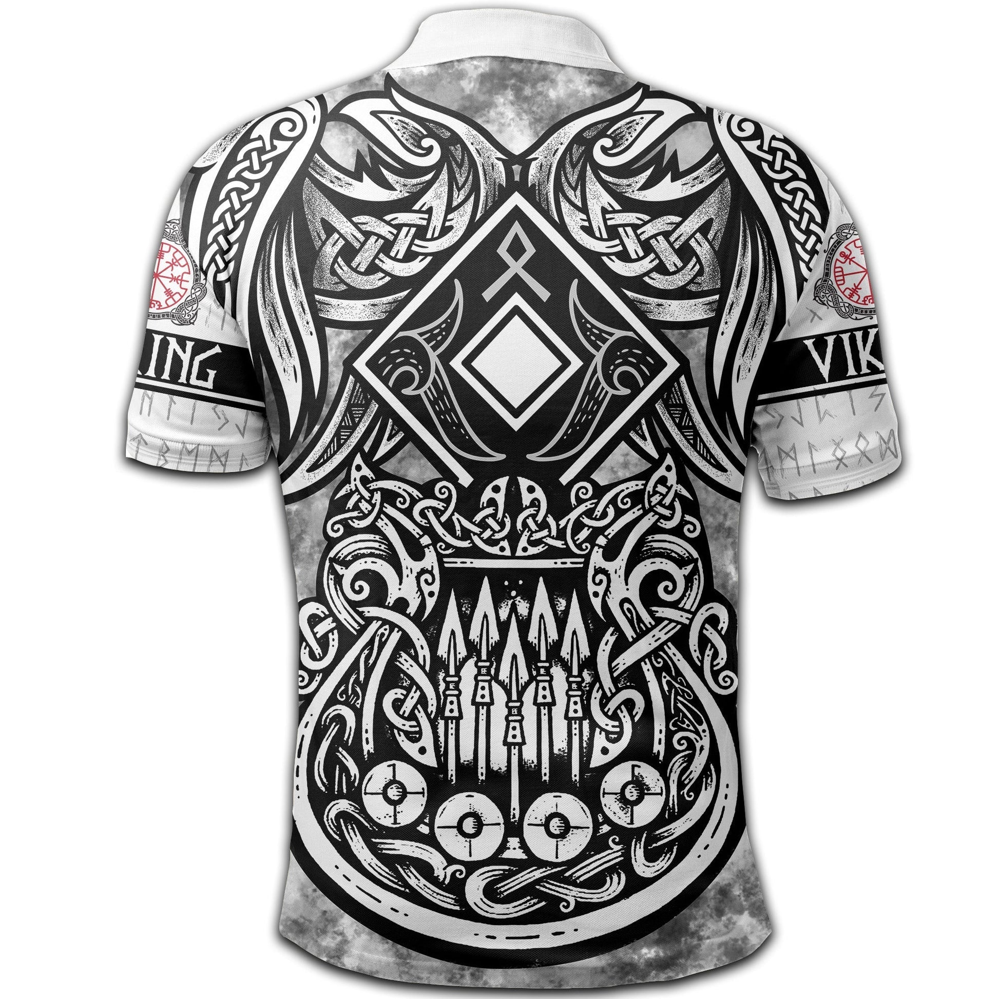 Viking Polo Shirt Raven and Drakkar RLT12