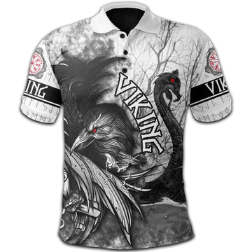 Viking Polo Shirt Raven and Drakkar RLT12
