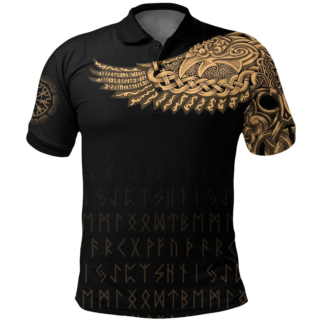 Viking Polo Shirt The Raven Of Odin Tattoo Style RLT12